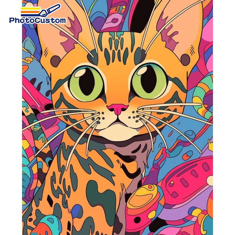 Art Craft Easy Ideas - PhotoCustom Ginger Cat Painting By Numbers