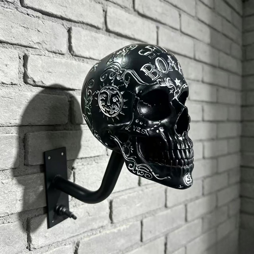 Art Craft New Year - Wall Mounted Gothic Motorcycle Skull Helmet