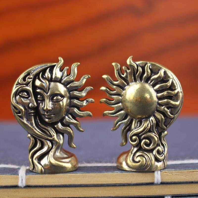 Art Craft New Year - Brass Sun and Moon Craft Ornament