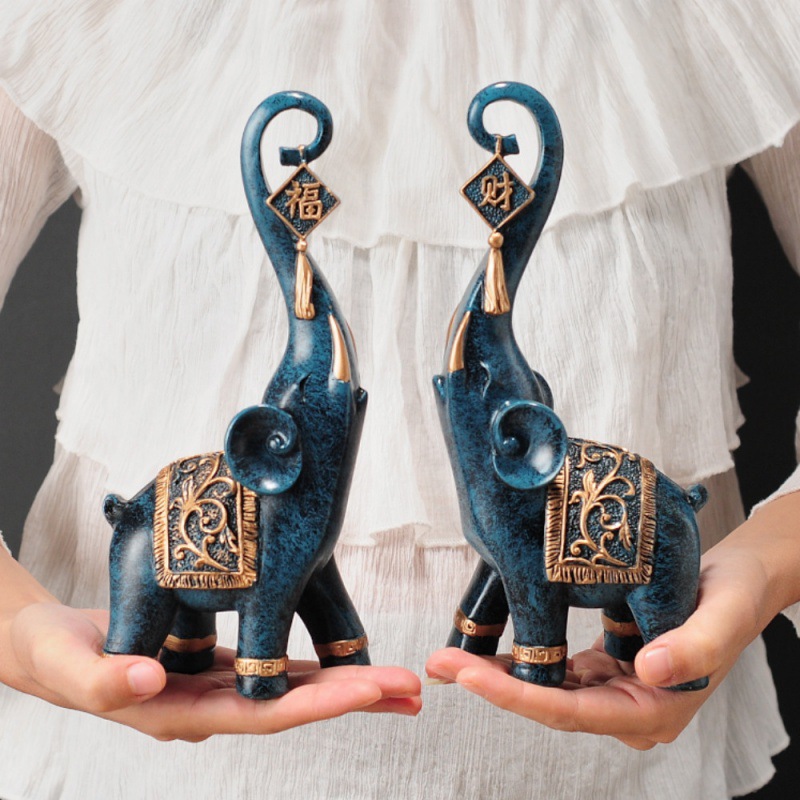 Art Craft Elephant - One Pair Chinese‑style Lucky Wealth Elephant