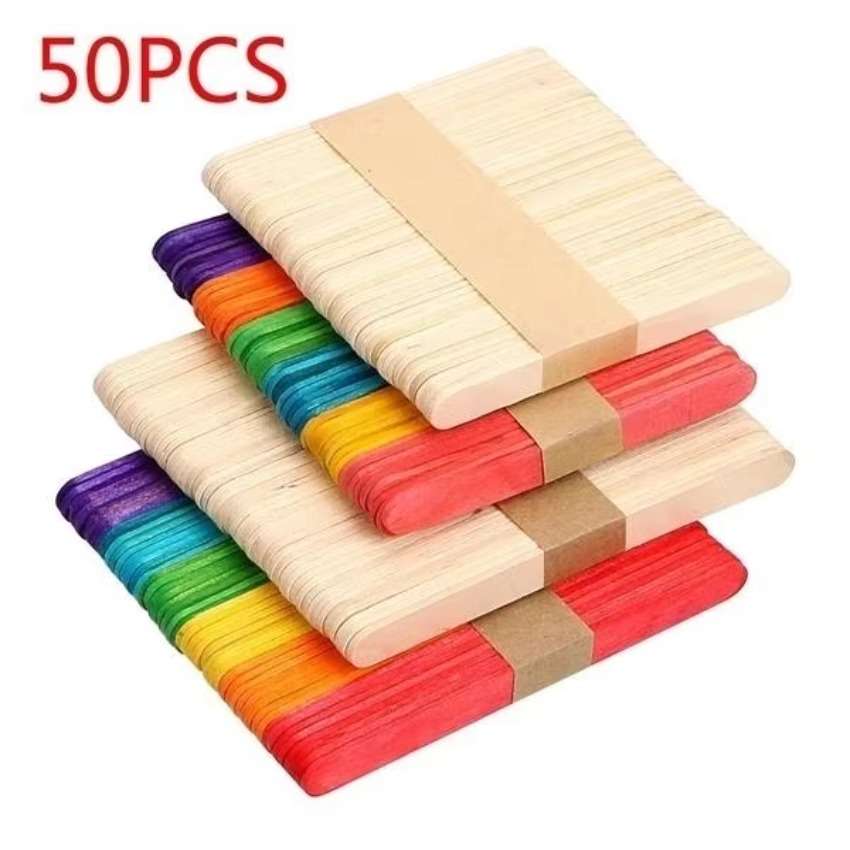 50Pcs Lot Natural Colored Wood - Art Craft With Ice Cream Stick 评论和价格