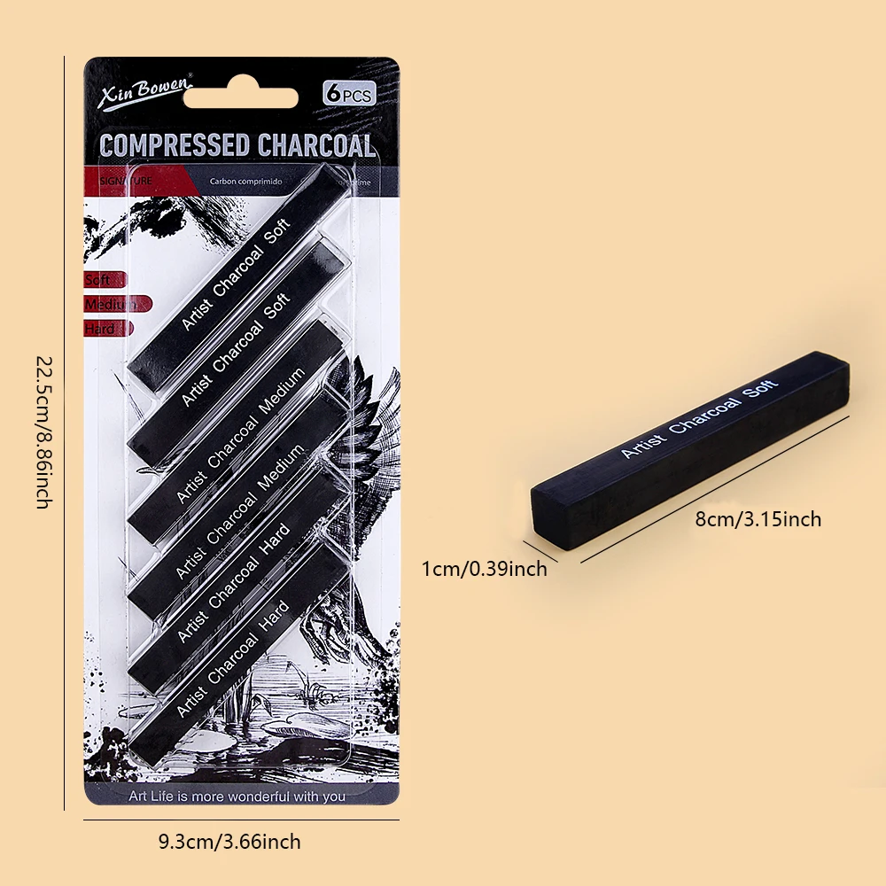 6pcs Sketch Charcoal Bars Set  - Sketching Charcoal Set 评论和价格