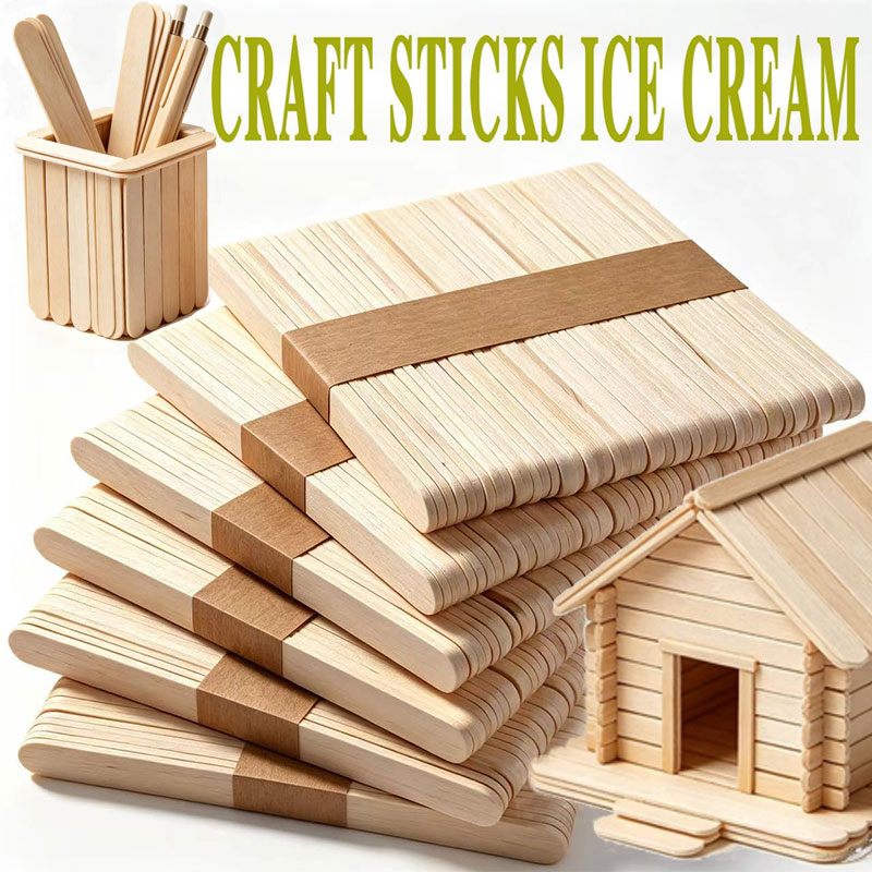 50PCS Popsicle Sticks Natural  - Art Craft With Ice Cream Stick 评论和价格