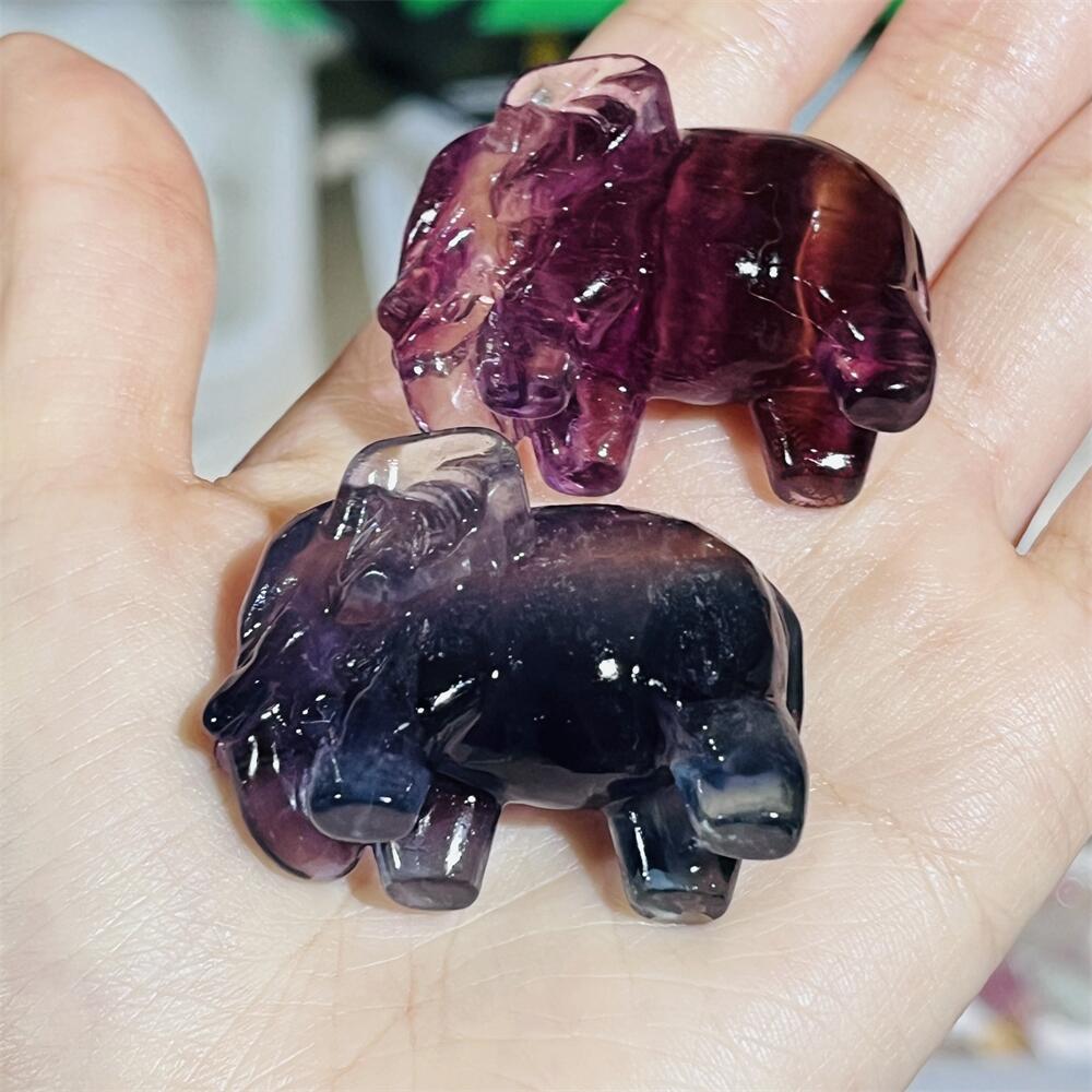 2PCS Colored Fluorite Crystal  - Art Craft Elephant 评论和价格