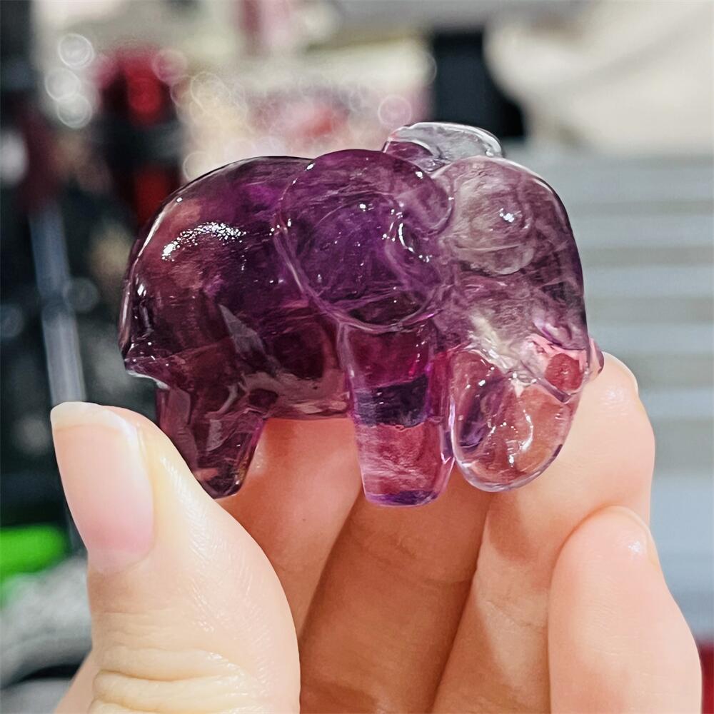 2PCS Colored Fluorite Crystal  - Art Craft Elephant 评论和价格