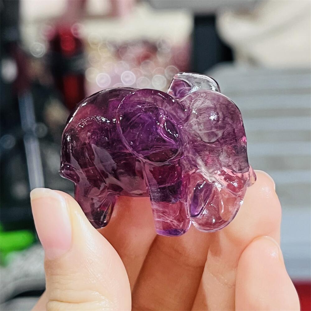 2PCS Colored Fluorite Crystal  - Art Craft Elephant 评论和价格