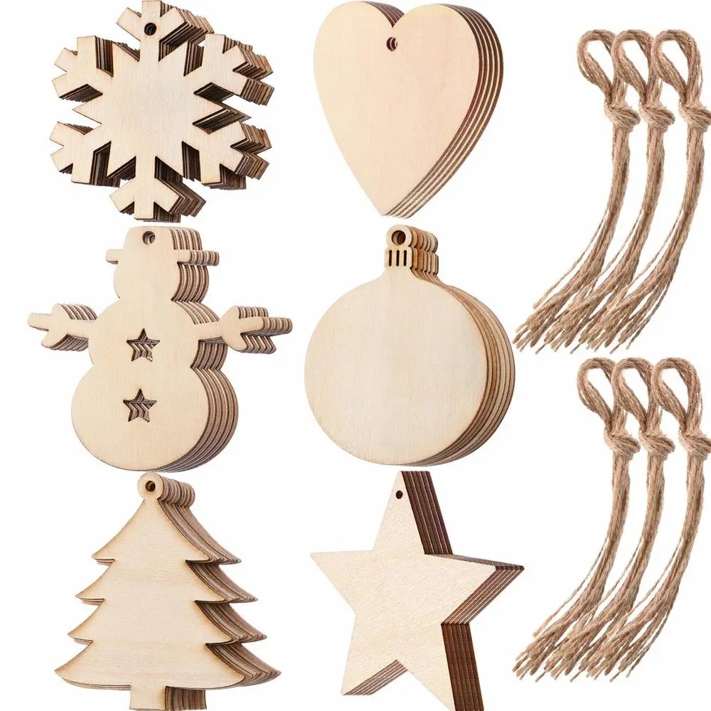 10/20/50Pcs DIY Wooden Christm - Art Craft New Year 评论和价格