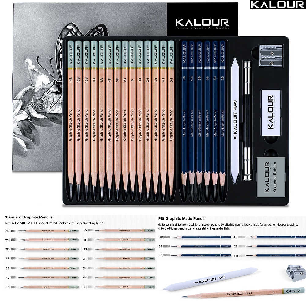 KALOUR 25/22pcs Sketching Penc - Sketching Charcoal Set 评论和价格