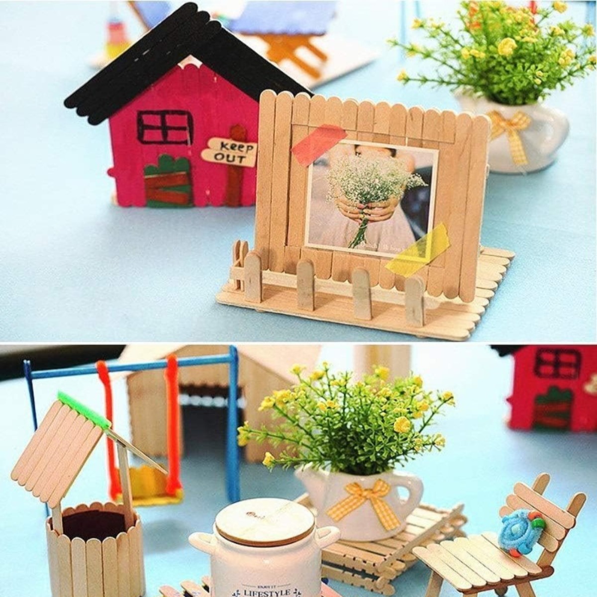 50Pcs Natural Wood Popsicle St - Art Craft With Ice Cream Stick 评论和价格