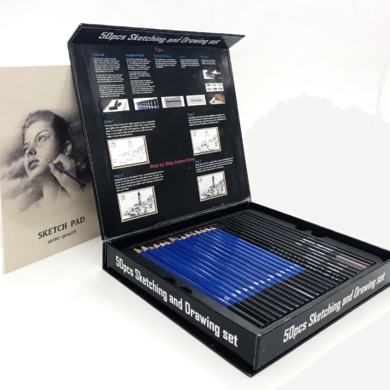 50 Pcs Sketching Pencil Set Wo - Sketching Charcoal Set 评论和价格