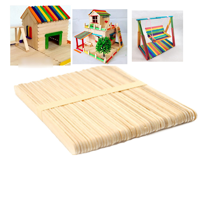 Popsicle Sticks 50Pcs Wooden C - Art Craft With Ice Cream Stick 评论和价格