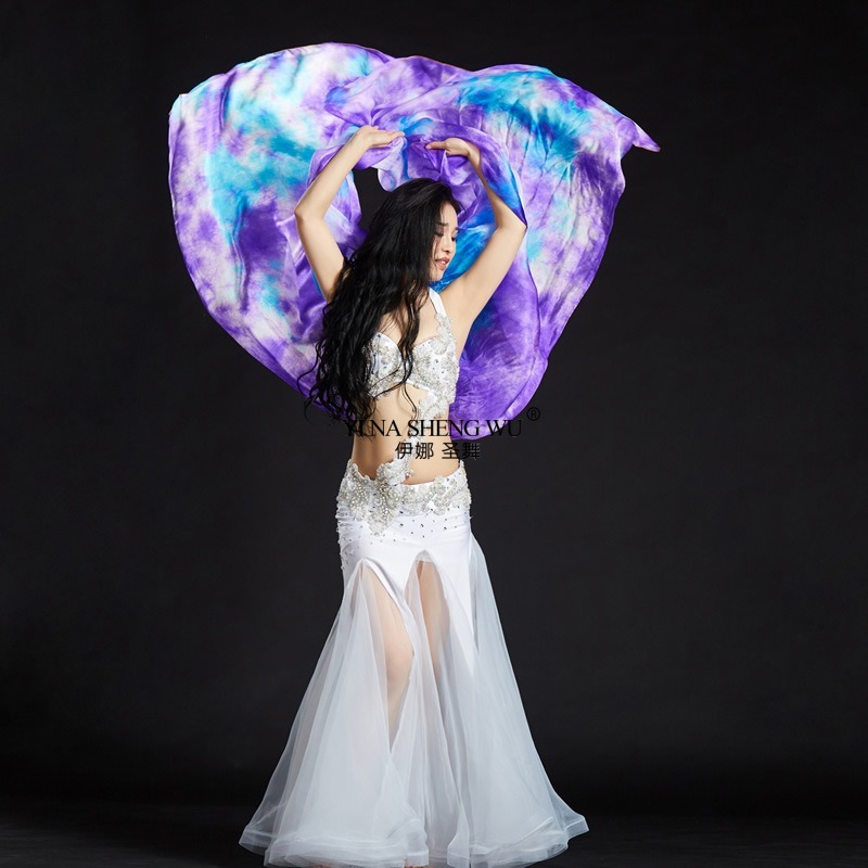 New Belly Dance Scarf Silk Tie - Silk Painting Dye 评论和价格