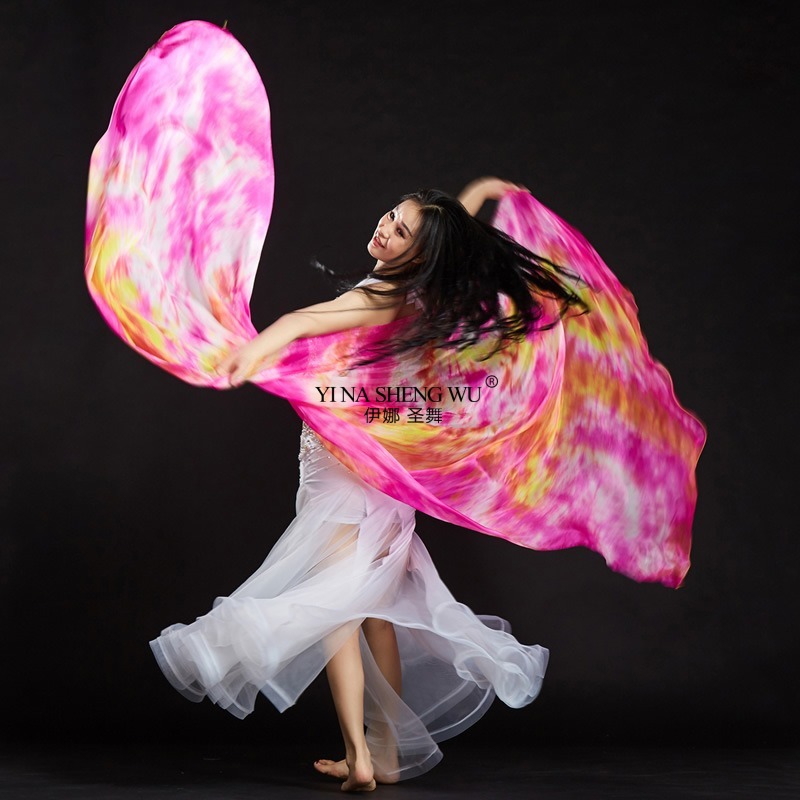 New Belly Dance Scarf Silk Tie - Silk Painting Dye 评论和价格