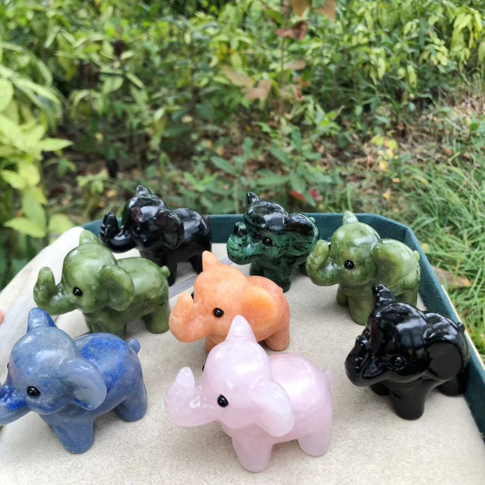 6cm Mixed Natural Crystal Mini - Art Craft Elephant 评论和价格