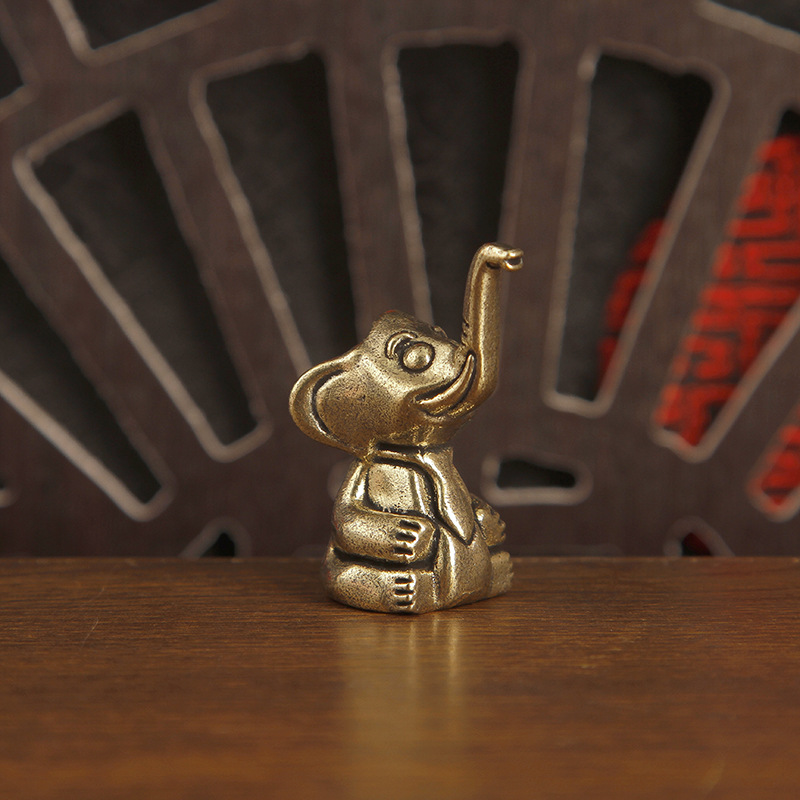1pc Brass Cute Elephant Trinke - Art Craft Elephant 评论和价格