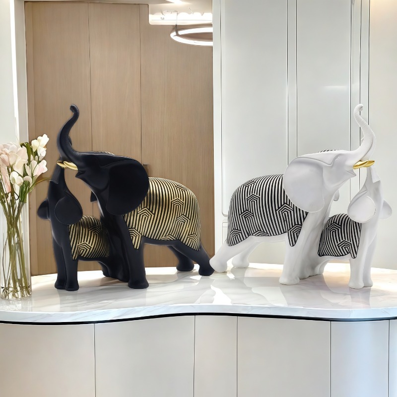 Chinese Style Lucky Mother And - Art Craft Elephant 评论和价格
