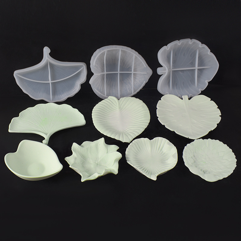 Plaster Cement DIY Leaf Dish M - Art Craft With Leaves 评论和价格