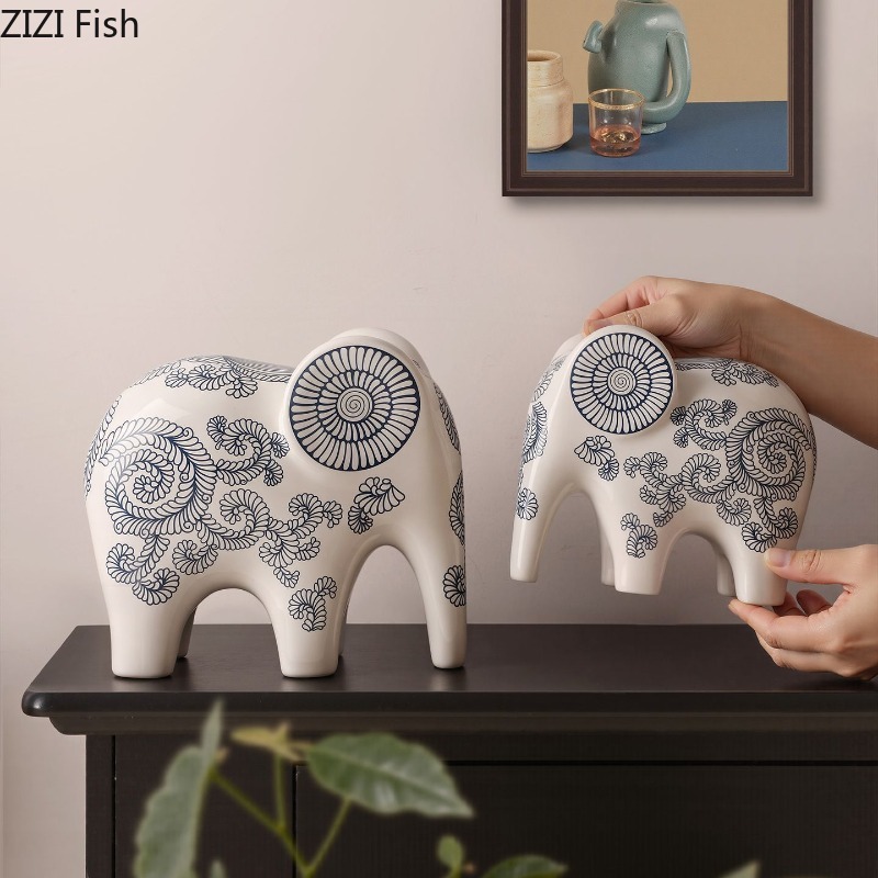 New Chinese Style Ceramic Elep - Art Craft Elephant 评论和价格
