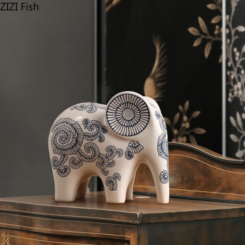 New Chinese Style Ceramic Elep - Art Craft Elephant 评论和价格