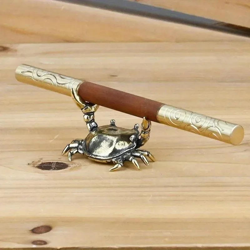 Brass Crab Sculpture Weightlif - Art Craft New Year 评论和价格