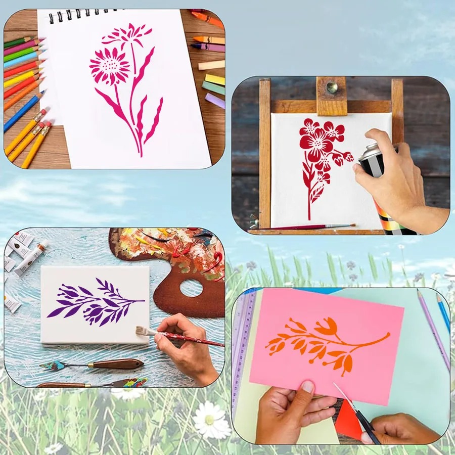 18 Pcs Flower Leaf Stencils Re - Art Craft With Leaves 评论和价格