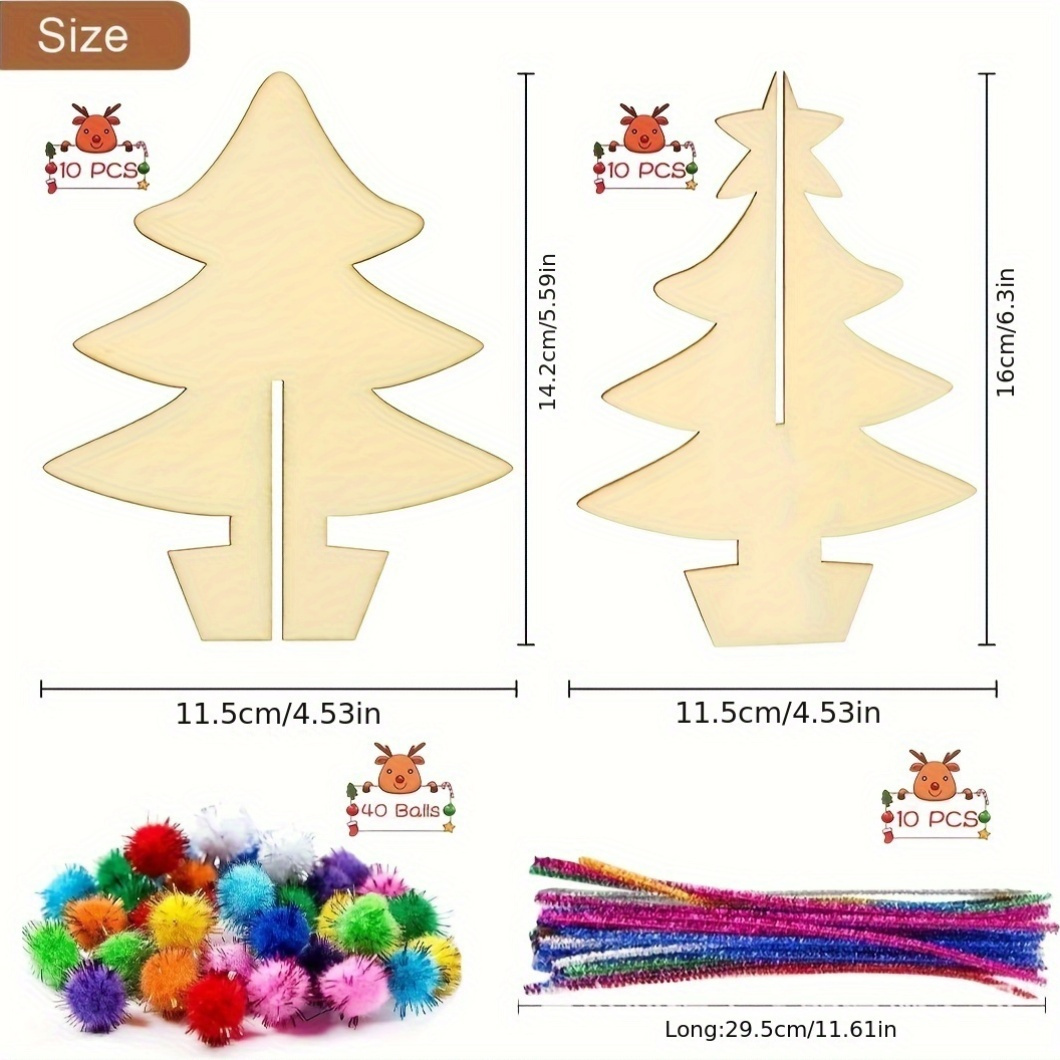70pcs, DIY Wooden Christmas Tr - Art Craft Event 评论和价格