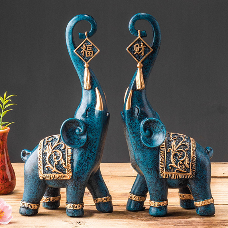 One Pair Chinese Style Lucky W - Art Craft Elephant 评论和价格