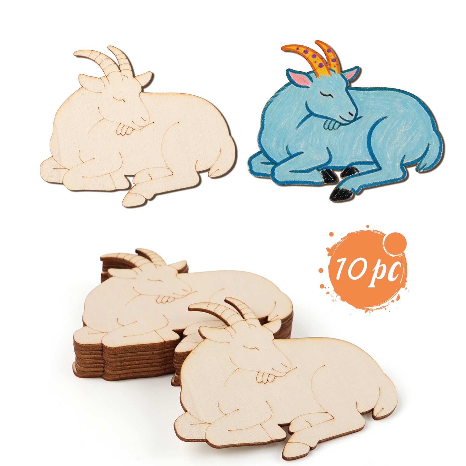 10pcs/set Unfinished Wood Shee - Art Crafting 评论和价格