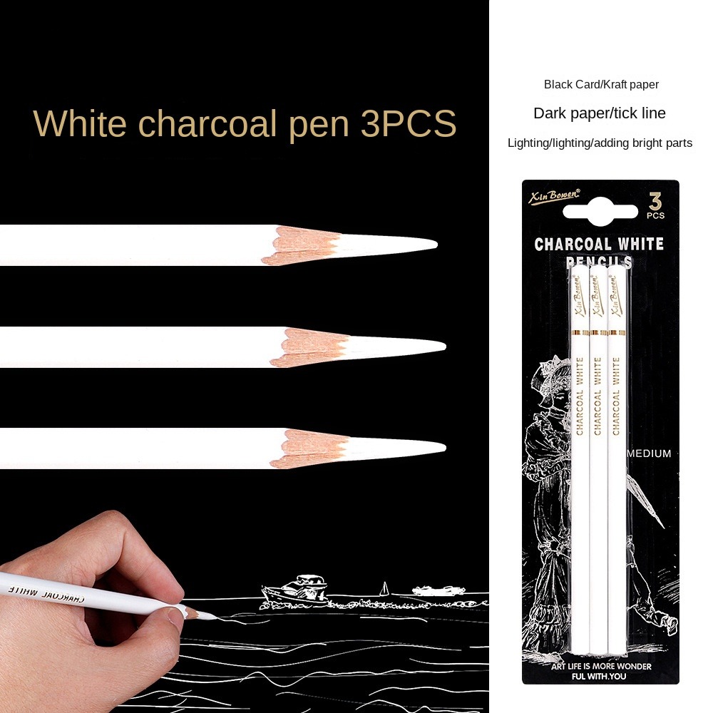 3Pcs Soft/Medium/Hard Charcoal - Sketching Charcoal Set 评论和价格