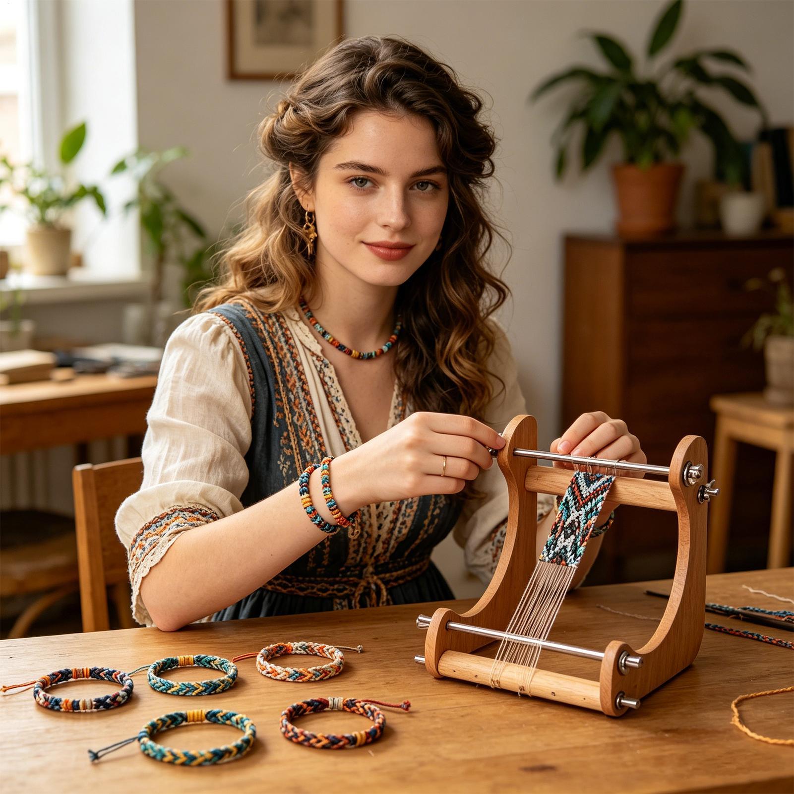 1pc Wood Beading Loom Adjustab - Loom Weaving Frame 评论和价格